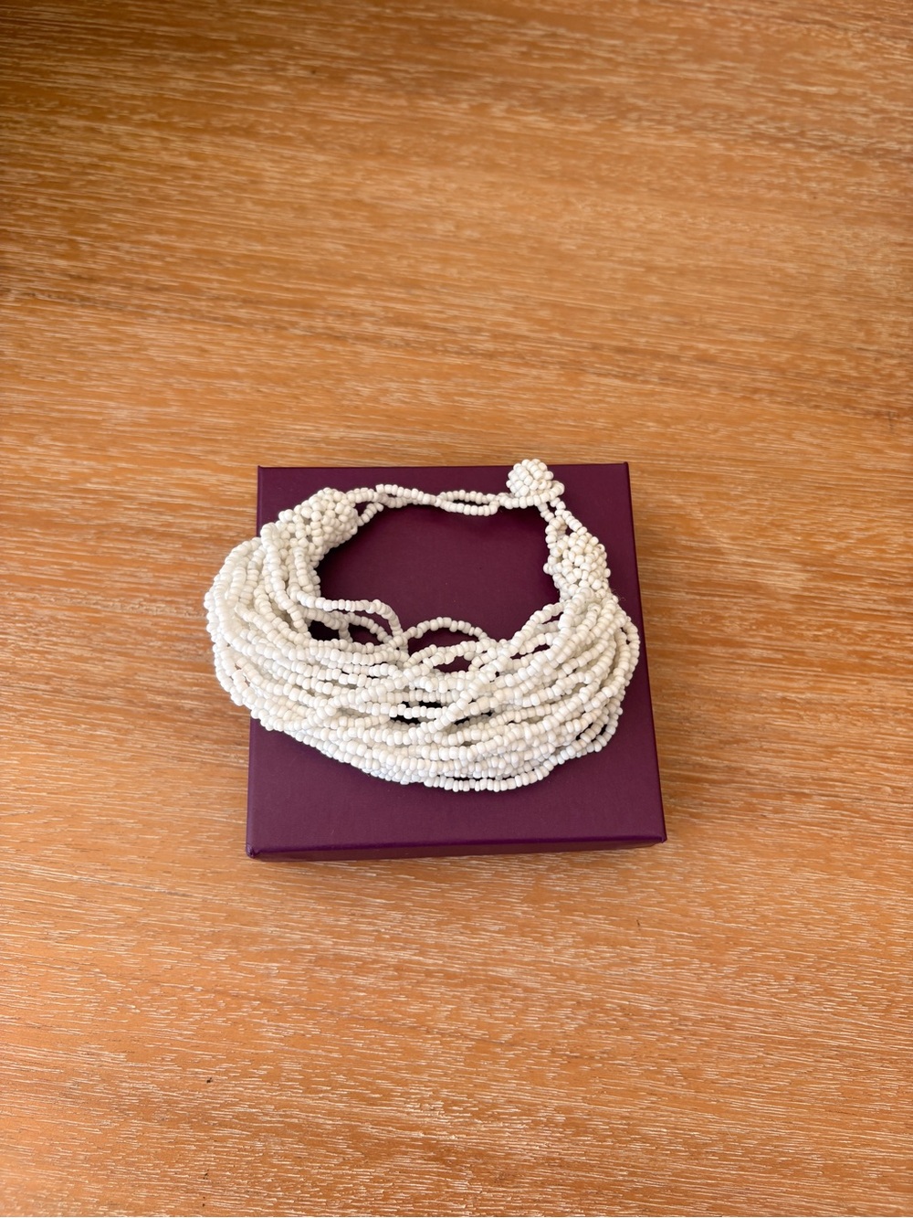 Multi-Strand White Beaded Bracelet